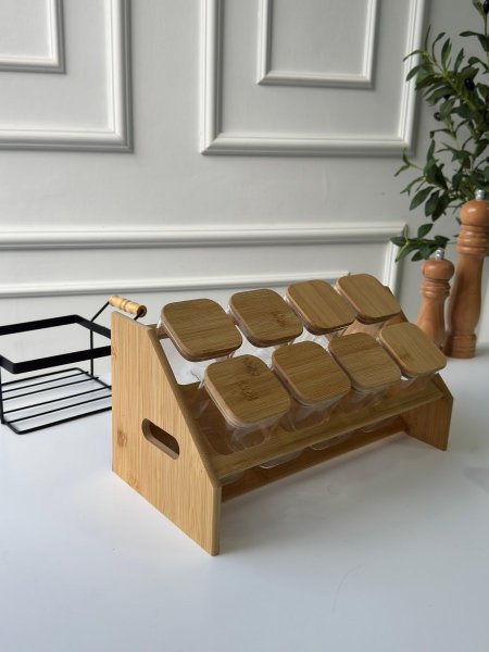 طقم سكريات8قطع/ستاند بامبو